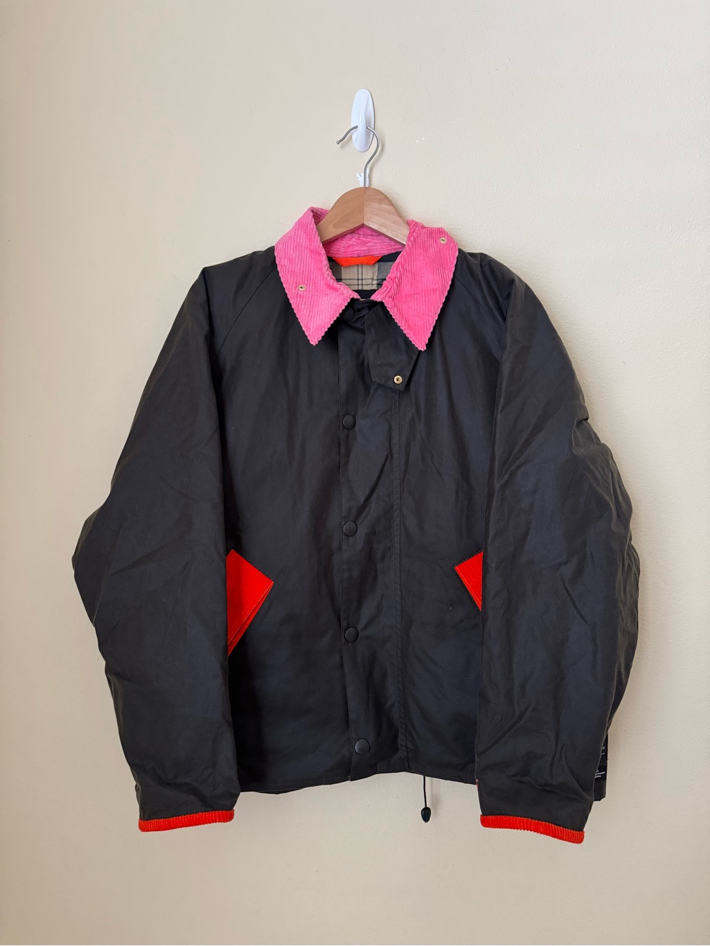 Barbour X Flower Mountain Transport Waxed Jacket Fuchsia Small